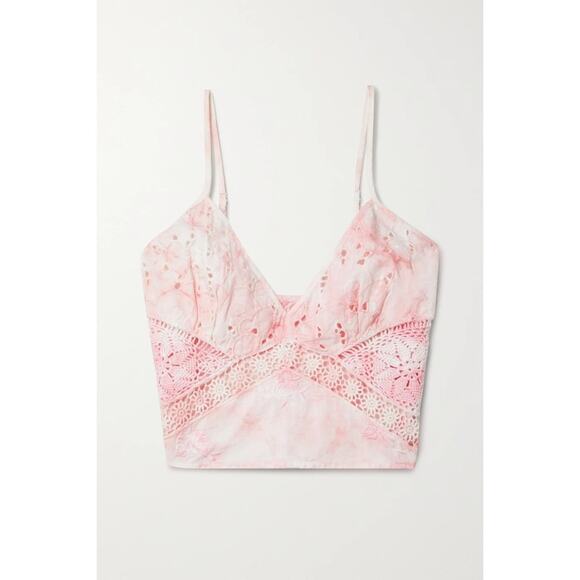 LOVESHACKFANCY Mizu cropped tie-dyed broderie top - Picture 3 of 11